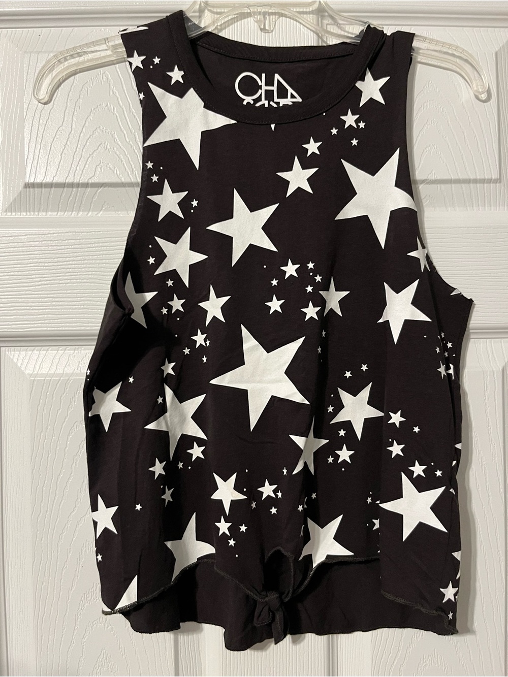 Black Star Print Tie-Hem Tank Top